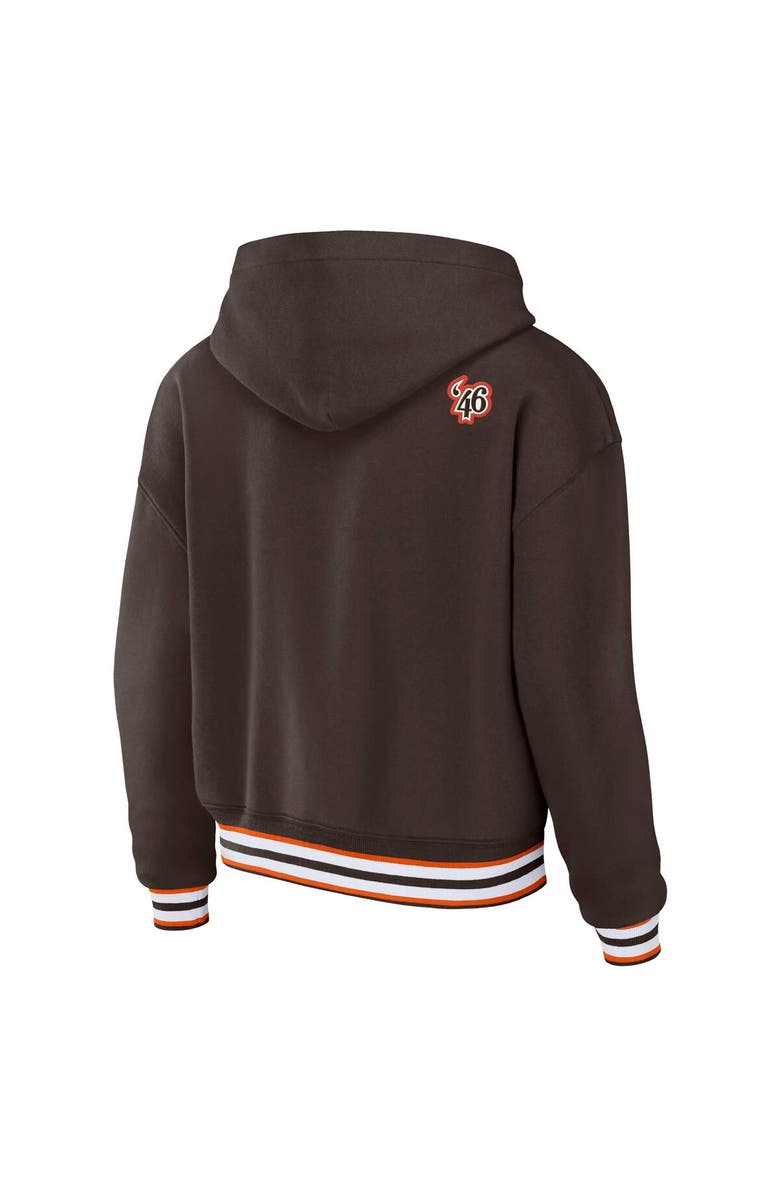WEAR by Erin Andrews Women's WEAR by Erin Andrews Brown Cleveland Browns Plus Size Lace-Up Pullover Hoodie, Alternate, color, Brown