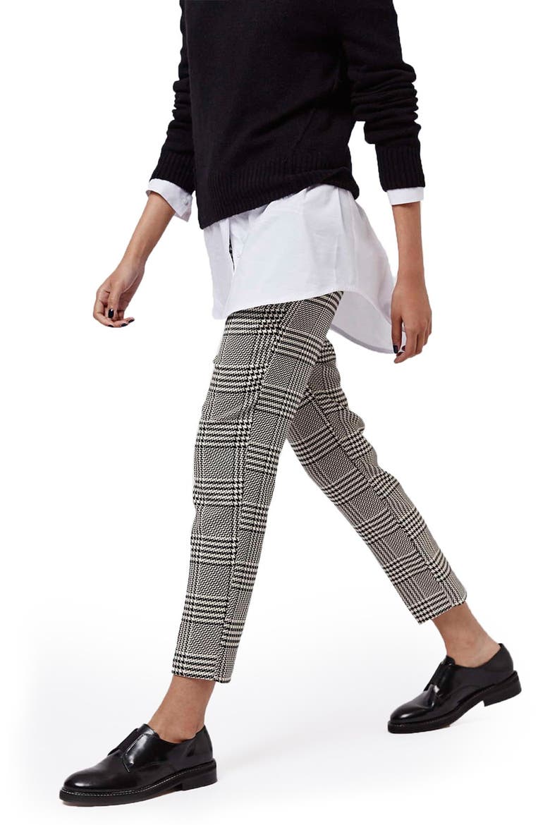 Check Print Cigarette Pants, Alternate, color, GREY