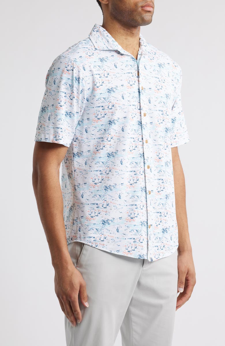johnnie-O Making Waves Short Sleeve Button-Up Shirt, Alternate, color, 