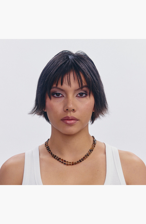 Shop Spicy Dan Sir Double Stranded Petro-tourmaline Necklace In Brown