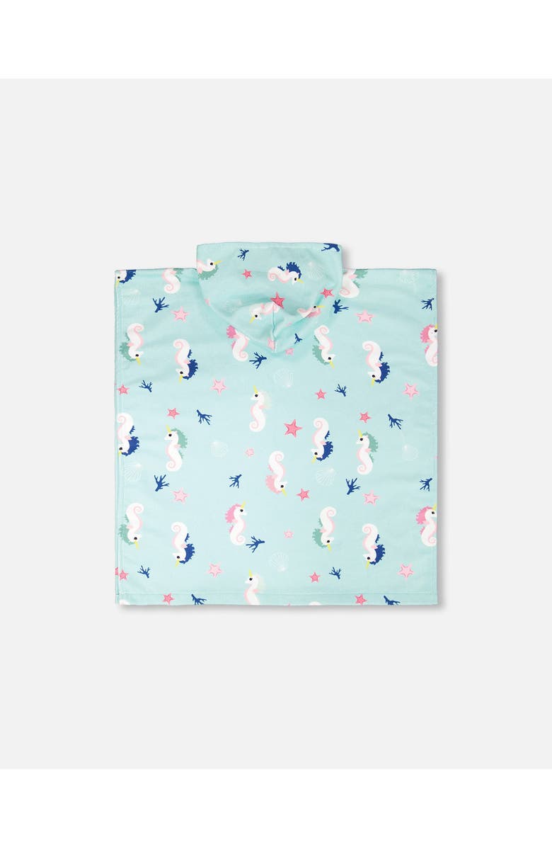 Deux par Deux Hooded Seahorse Beach Towel, Alternate, color, Blue Seahorse Print