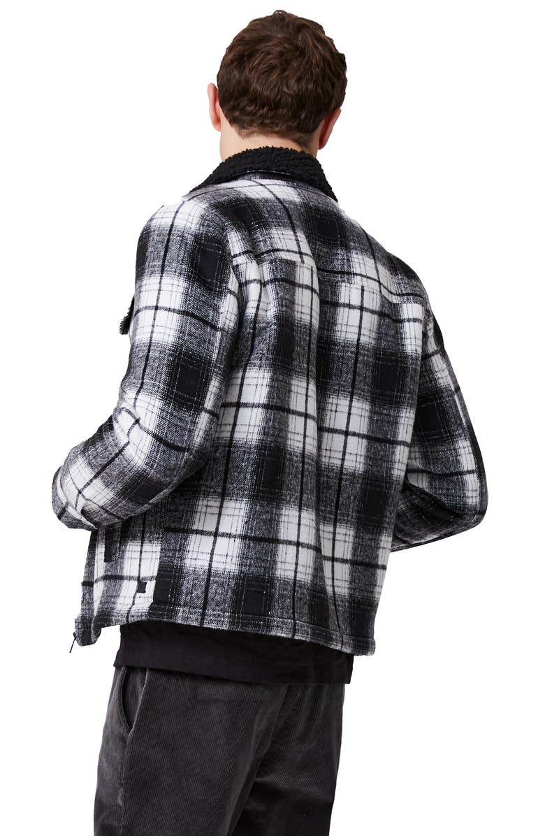 French Connection Plaid Water Resistant High Pile Fleece Collar Jacket, Alternate, color, 