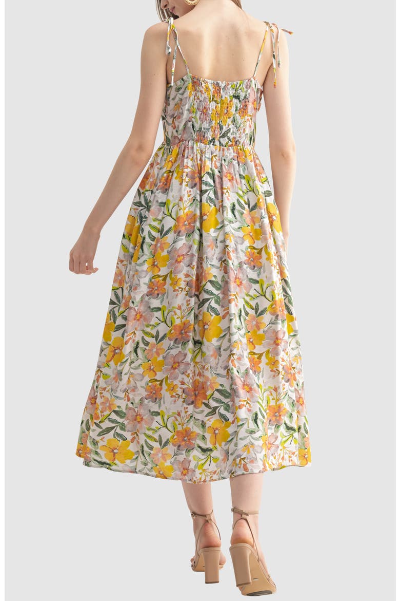 Tie Strap Midi Dress, Alternate, color, IVORY FLORAL