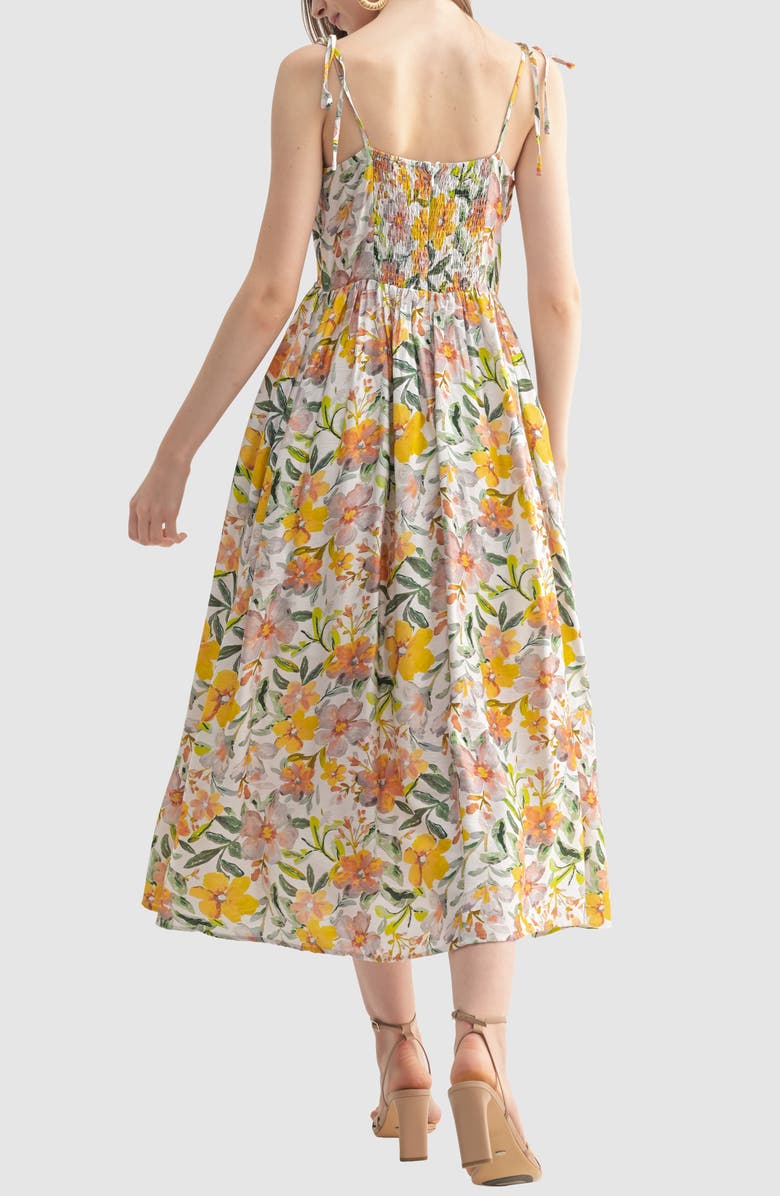 Lush Tie Strap Midi Dress, Alternate, color, Ivory Floral