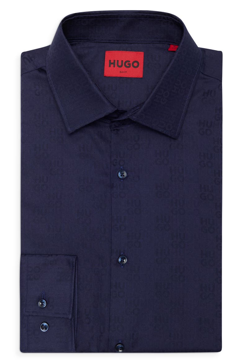 Kenno Slim Fit Dress Shirt, Alternate, color, NAVY