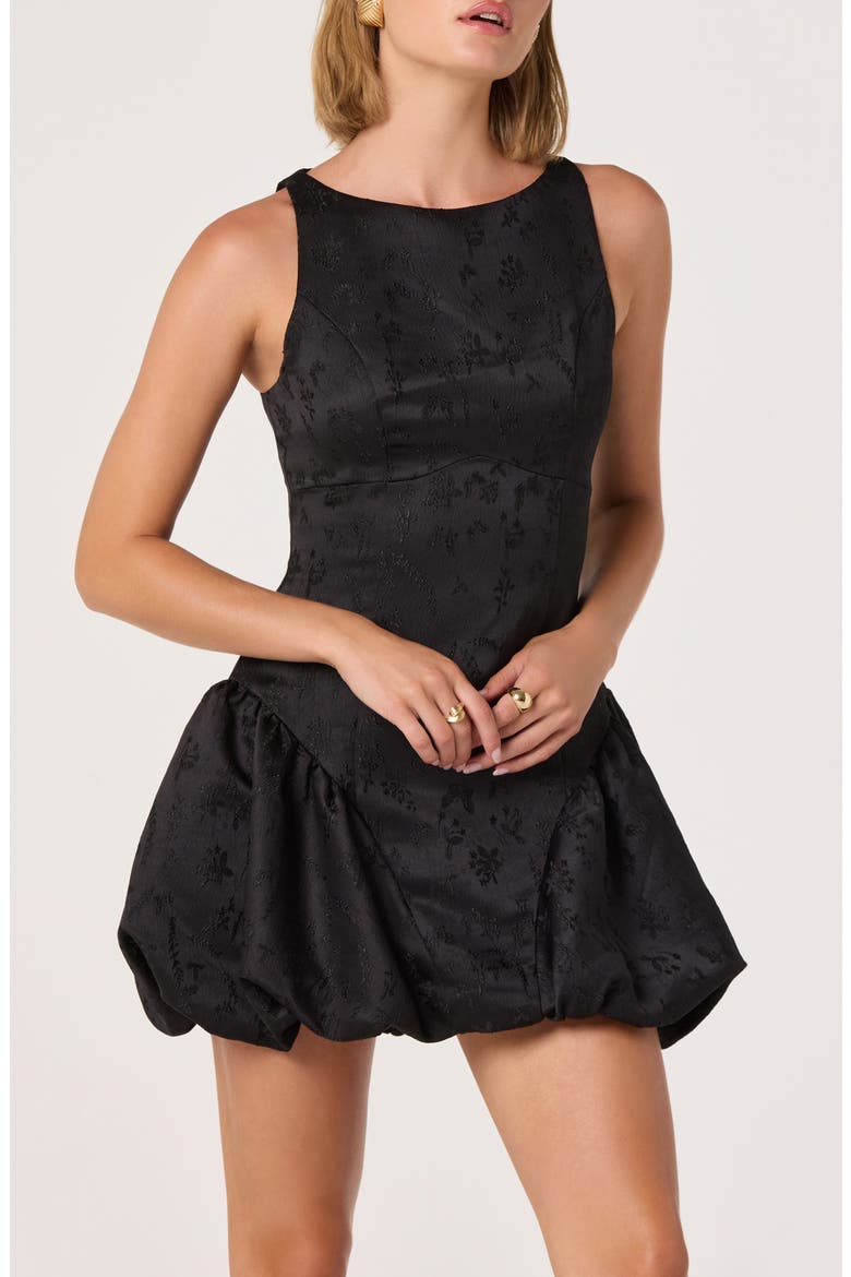 Drop Waist Bubble Minidress, Alternate, color, BLACK