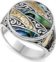 SAMUEL B. Sterling Silver & 18K Gold Abalone Signet Ring