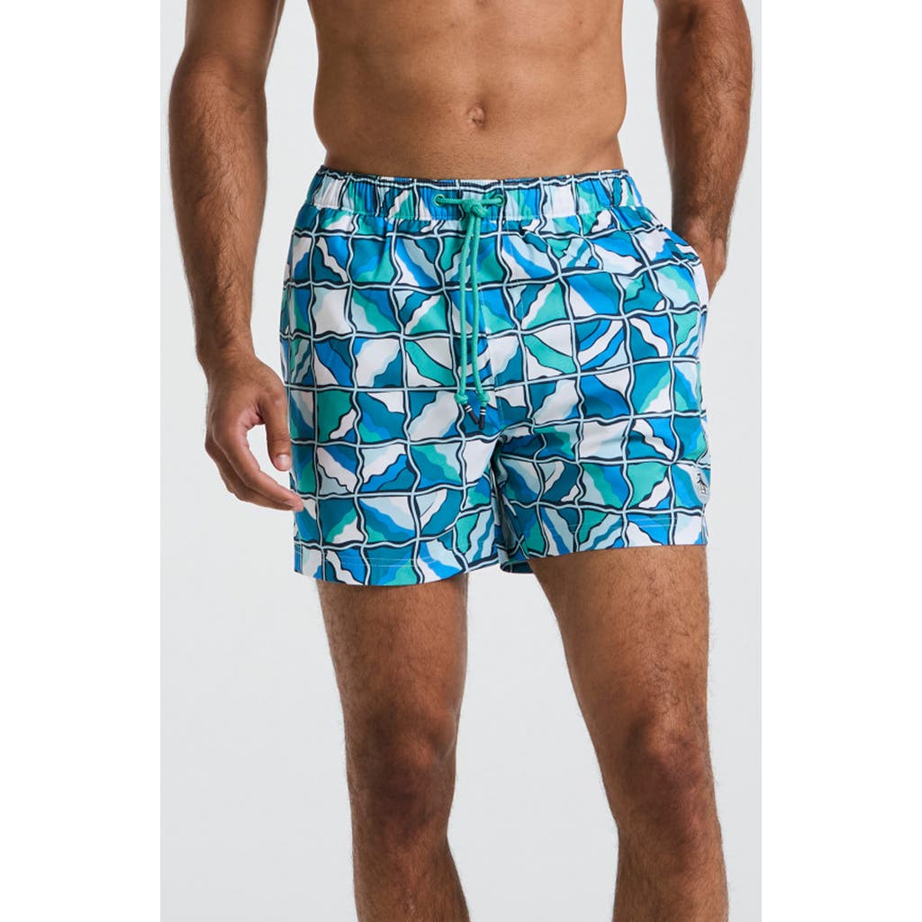 Original Penguin Wavy 5-inch Swim Trunks In Crystal Blue