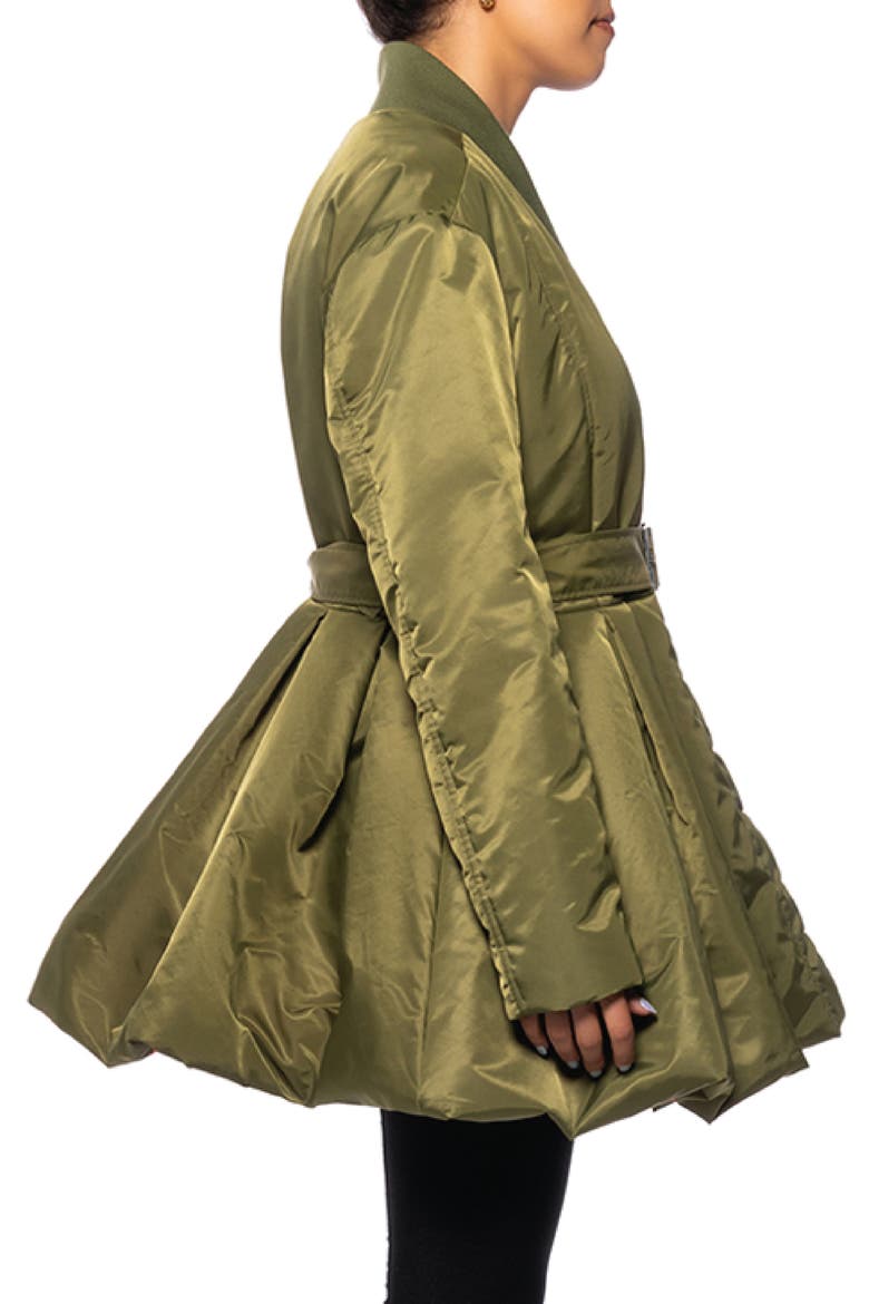Rosalia Peplum Puffer Bomber Jacket, Alternate, color, GREEN
