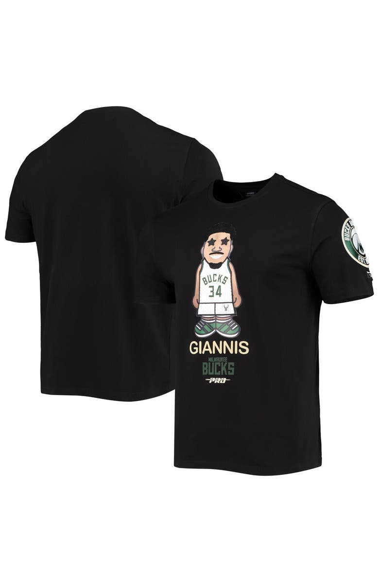 PRO STANDARD Men's Pro Standard Giannis Antetokounmpo Black Milwaukee Bucks Caricature T-Shirt, Main, color, 