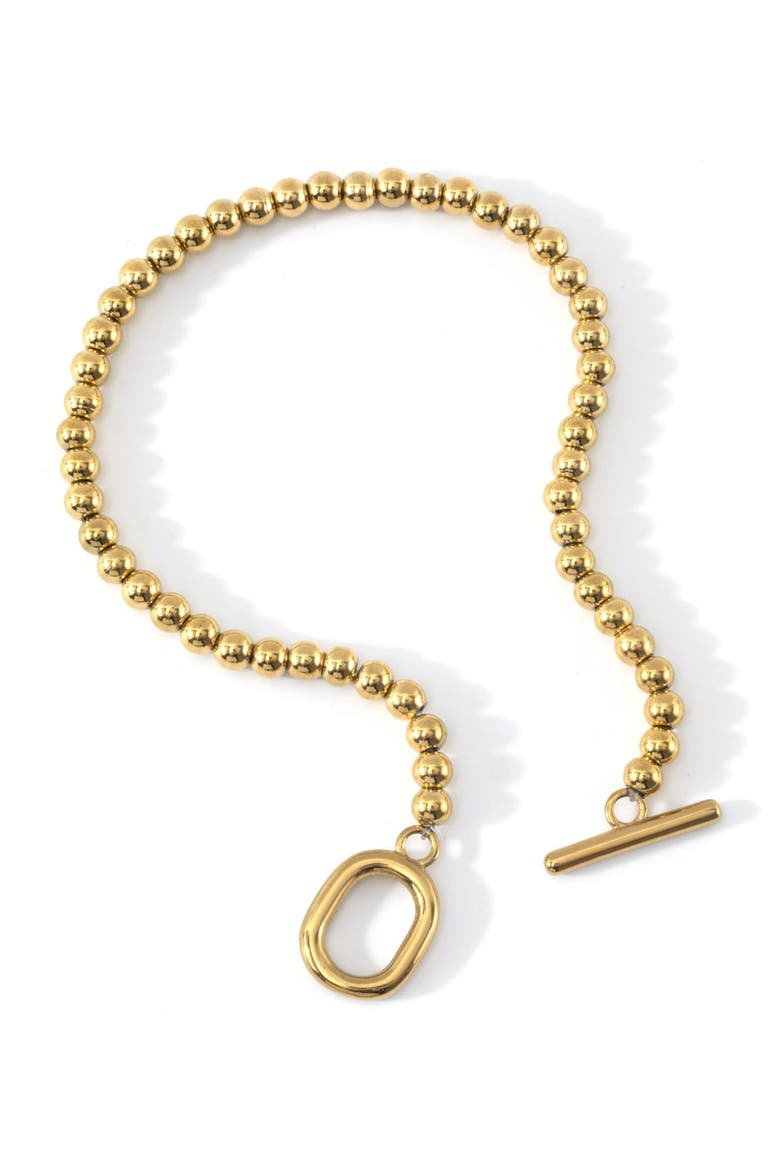 Toggle Clasp Beaded Bracelet, Alternate, color, Gold Tone