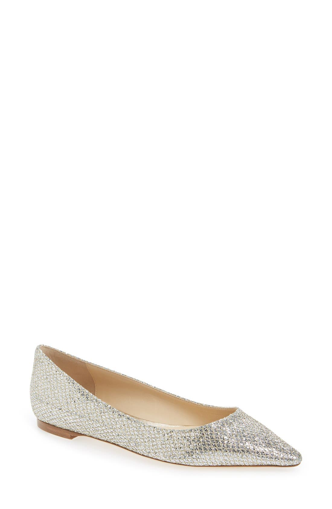 'Romy' Pointy Toe Flat, Main, color, CHAMPAGNE