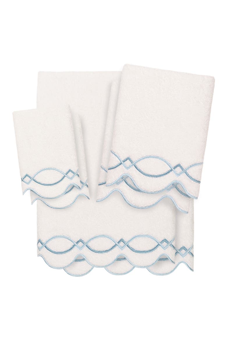 Diamond Chain Scallop 6-Piece Assorted Towels Set, Main, color, WHITE/ BLUE
