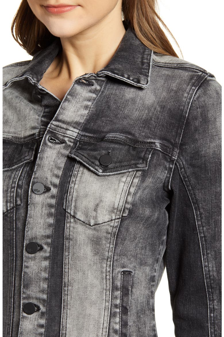 Denim Pieced Dyed Denim Trucker Jacket, Alternate, color, GREY