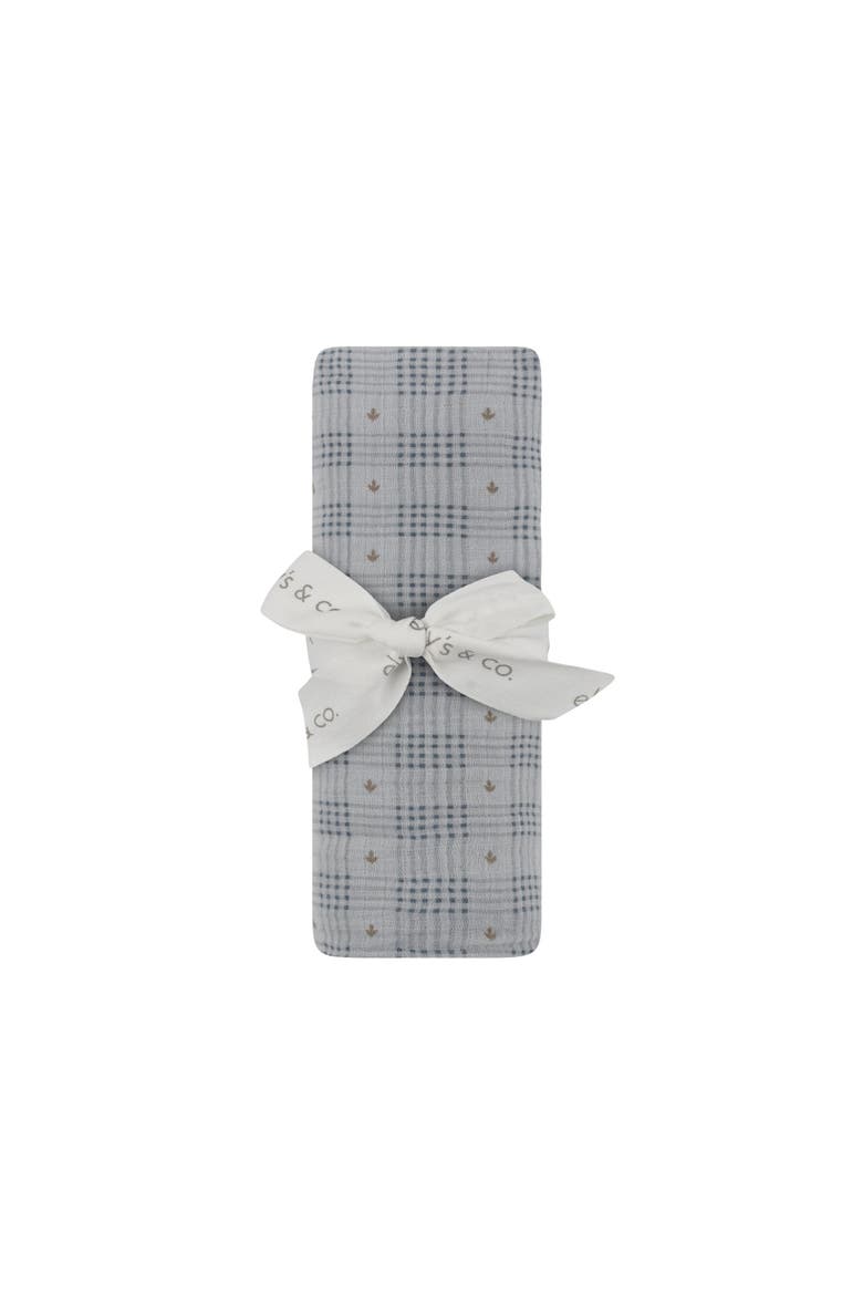 Cotton Floral Plaid Collection - Muslin Swaddle, Alternate, color, Blue