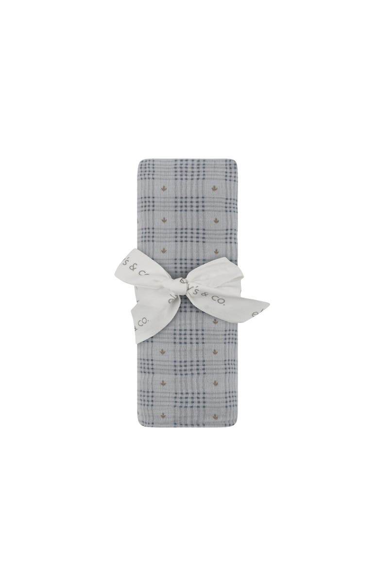 Ely's & Co. Cotton Floral Plaid Collection - Muslin Swaddle, Alternate, color, Blue