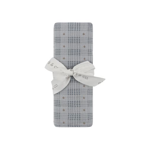 Ely's & Co. Cotton Floral Plaid Collection In Blue