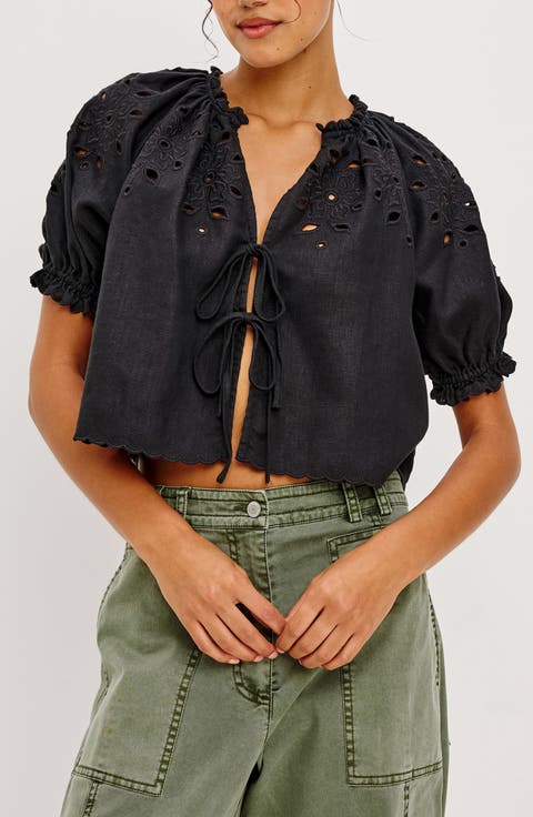 Lizbeth Eyelet Linen Top