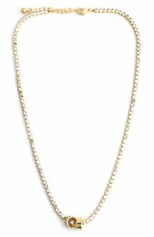 Panacea Cubic Zirconia Barrel Beads Tennis Necklace