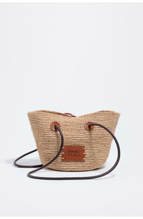Medium Raffia Basket Bag