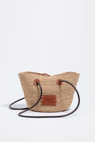 Bimba y Lola Medium Raffia Basket Bag