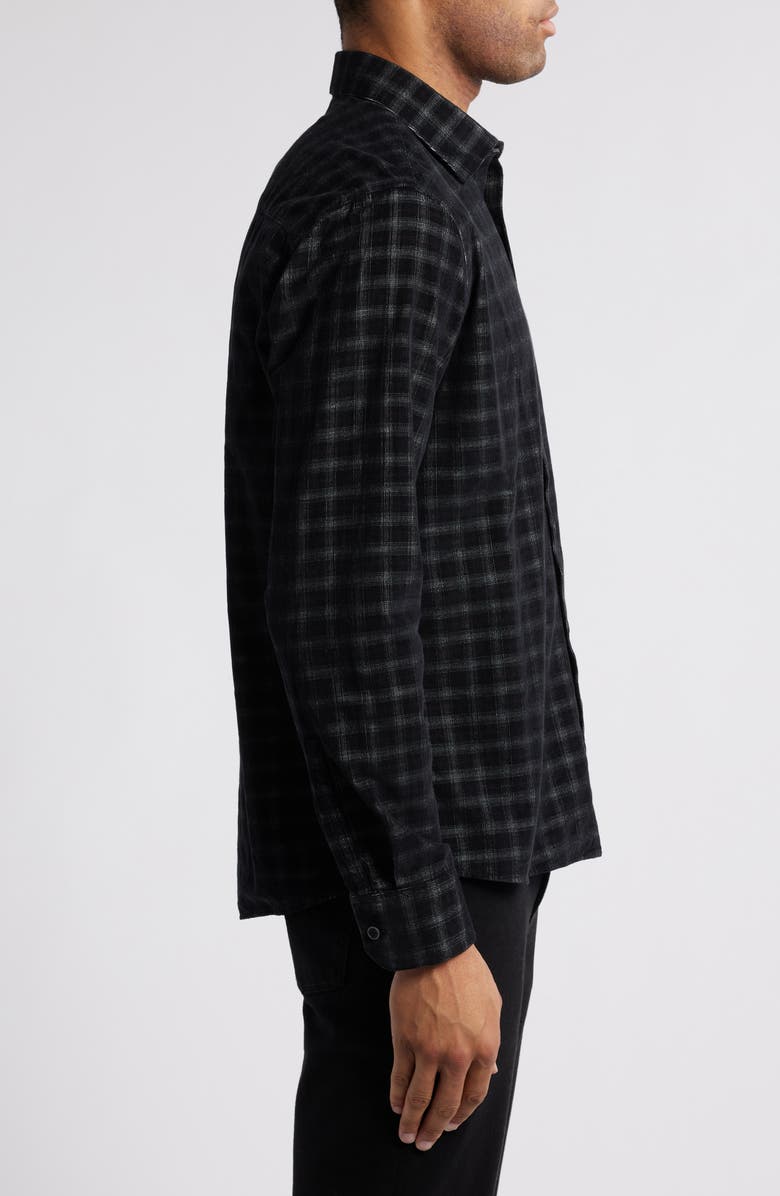 Robert Barakett Southland Plaid Corduroy Button-Up Shirt, Alternate, color, Black