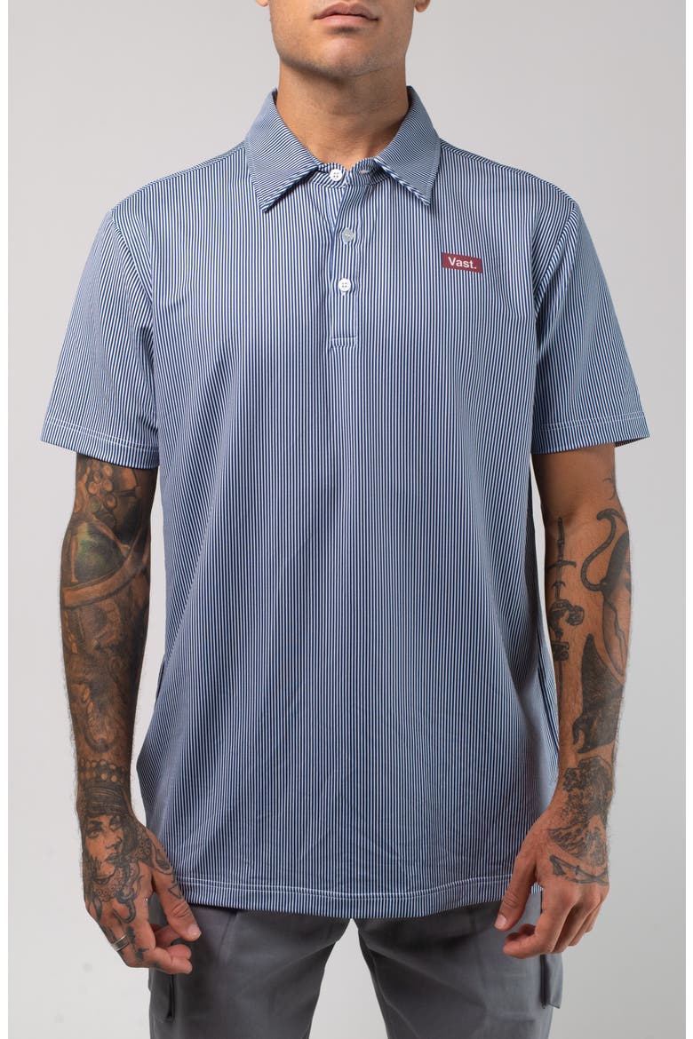 Aqua Terra Linear Stripe Performance Polo, Main, color, NAVY