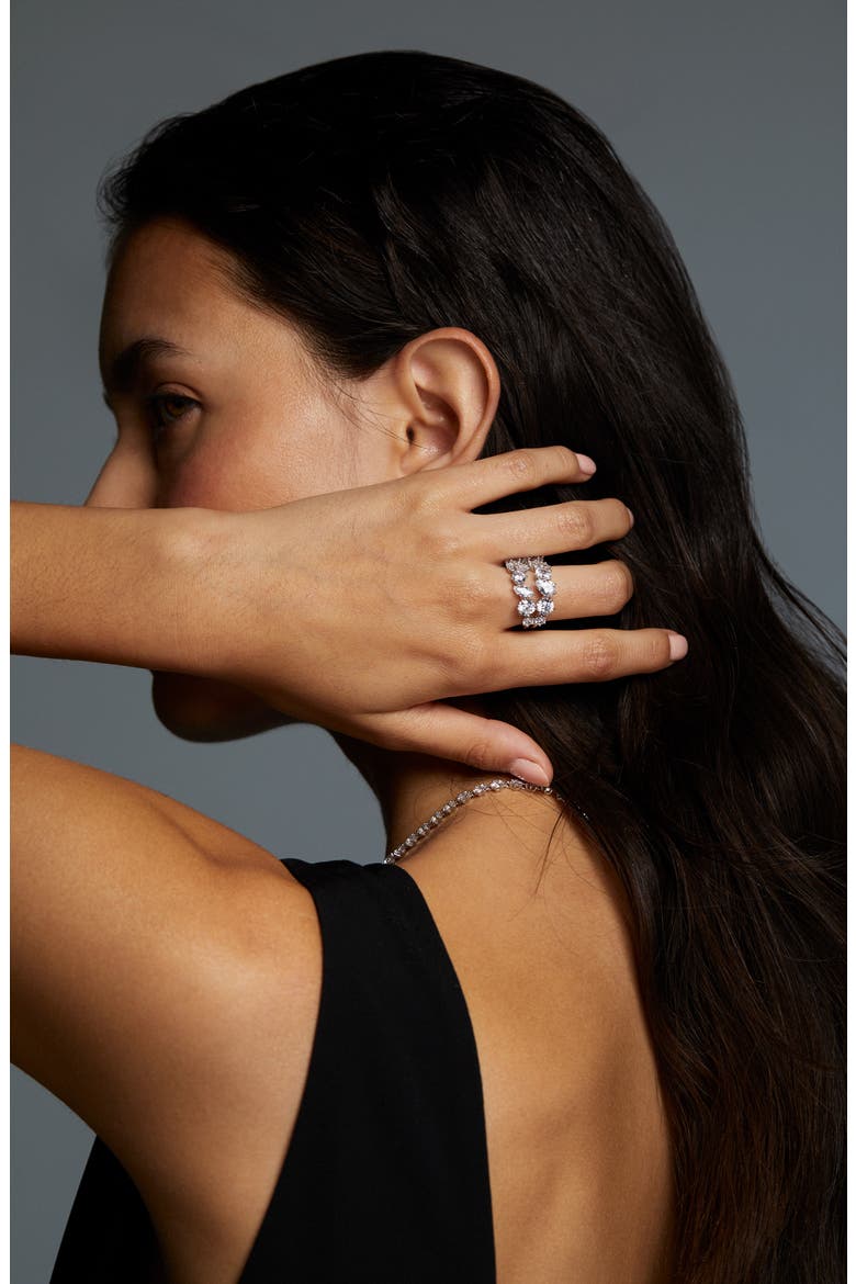 Beatrix Cubic Zirconia Cocktail Ring, Alternate, color, RHODIUM