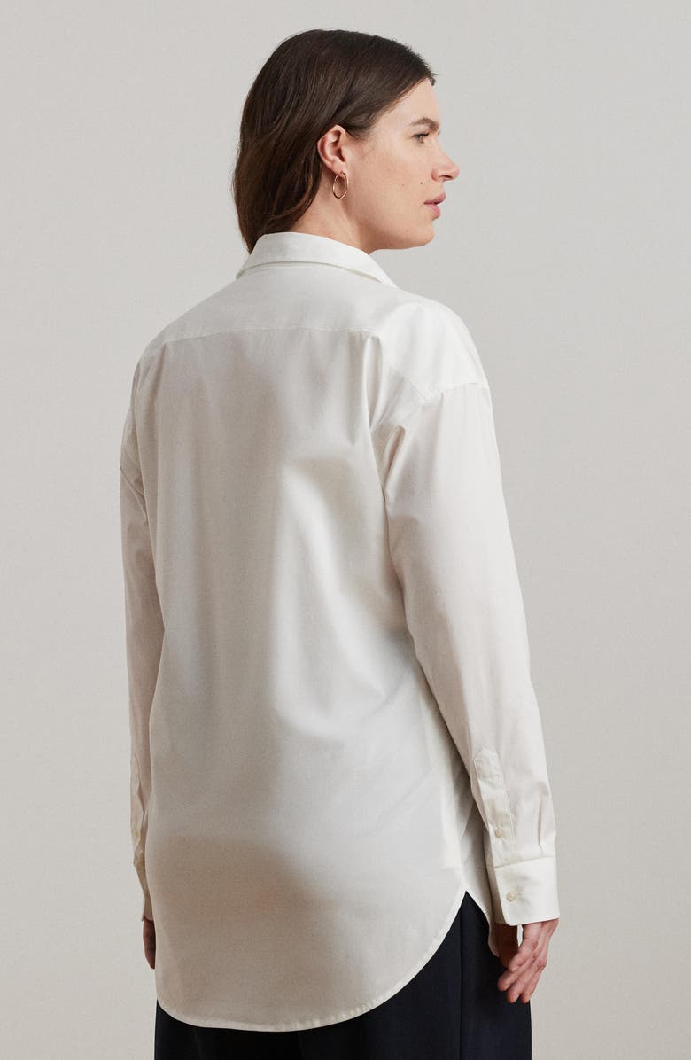 Lauren Ralph Lauren Embroidered Logo Stretch Cotton Button-Up Shirt, Alternate, color, White