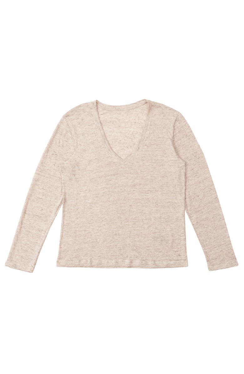 Fortela Long Sleeve Linen T-Shirt, Main, color, Camel