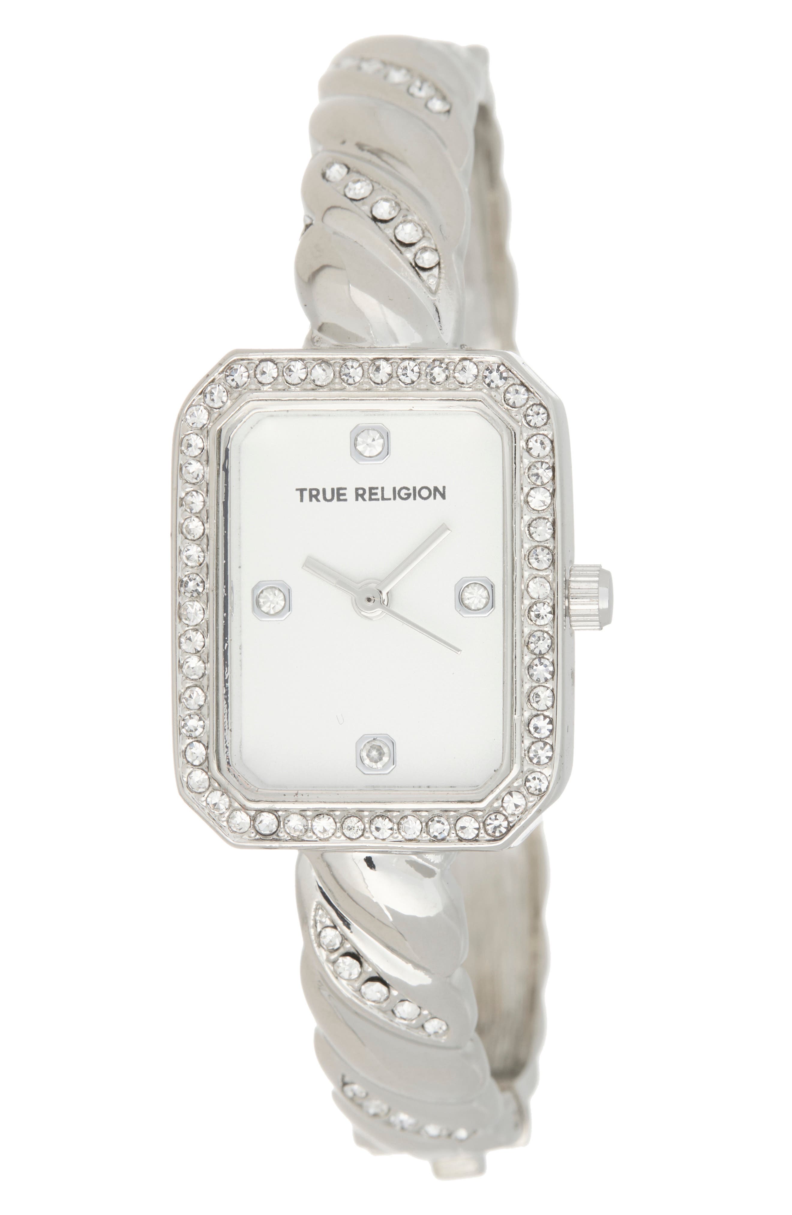 Crystal Accent Twisted Band Analog Quartz Watch, 21mm x 26mm