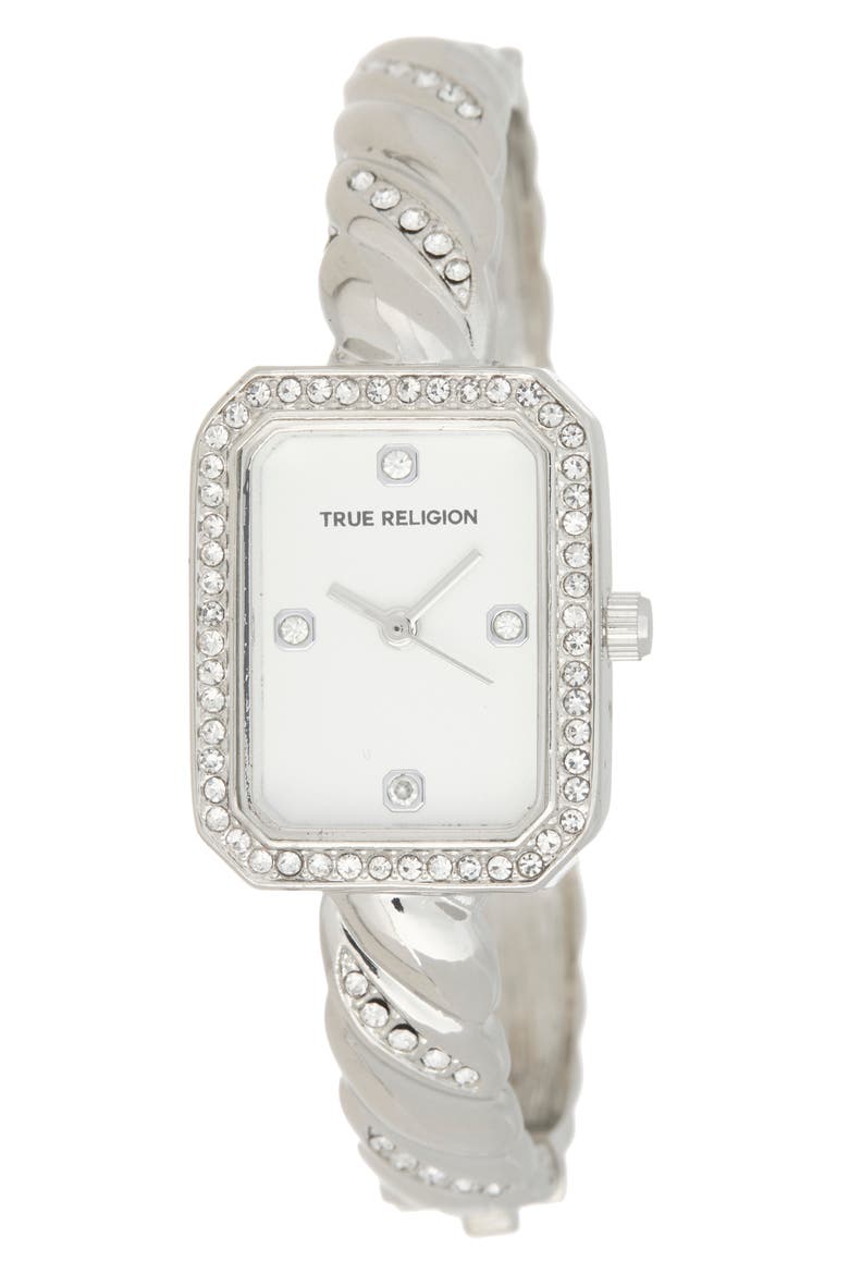 Crystal Accent Twisted Band Analog Quartz Watch, 21mm x 26mm, Main, color, SILVER