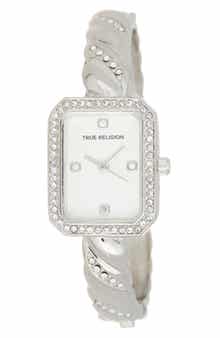 Crystal Accent Twisted Band Analog Quartz Watch, 21mm x 26mm