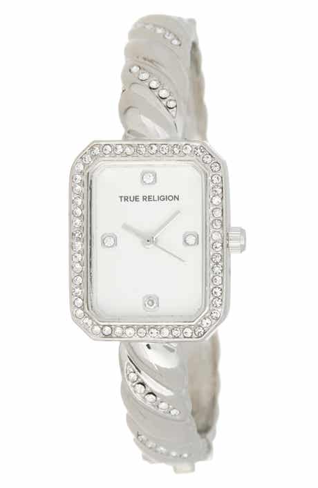 Crystal Accent Twisted Band Analog Quartz Watch, 21mm x 26mm