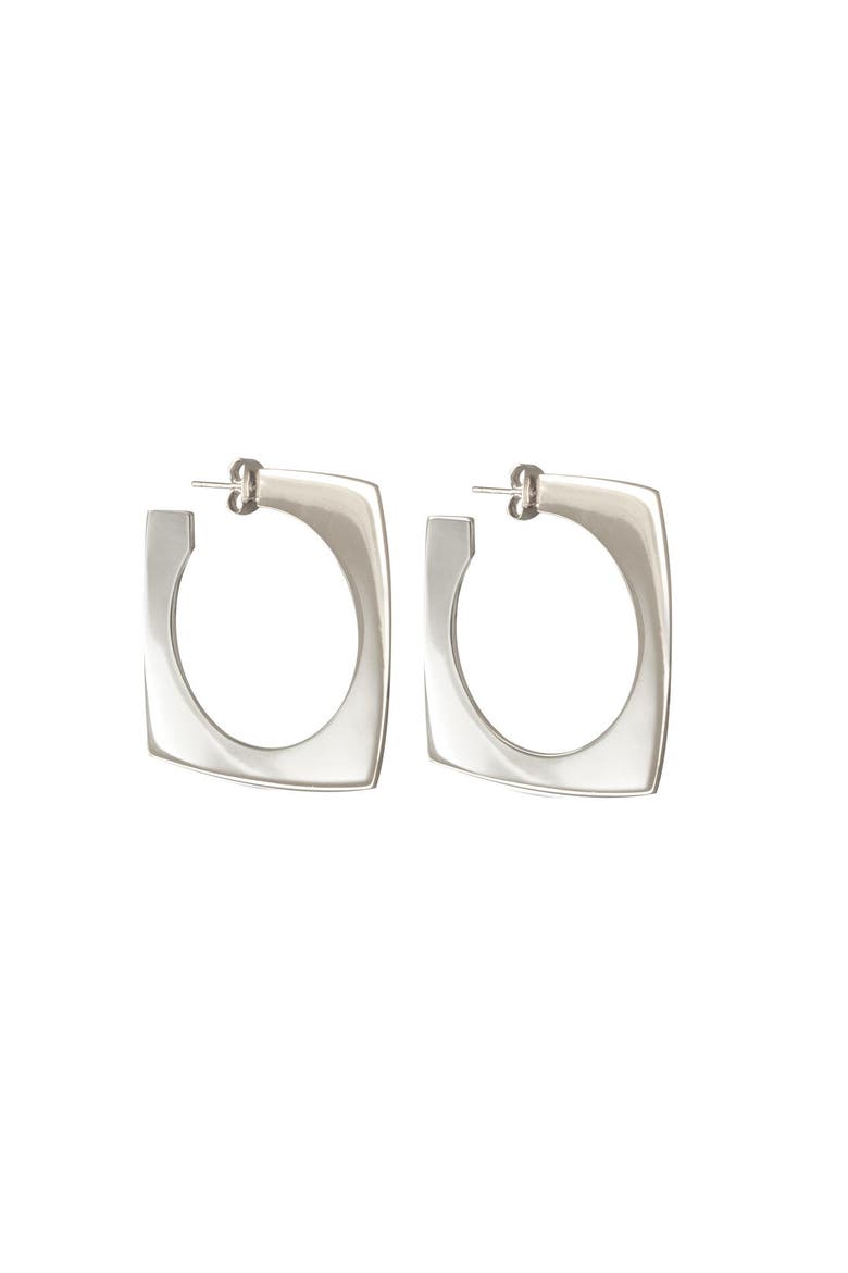 Aldaba Slim Hoop Earrings, Main, color, Silver