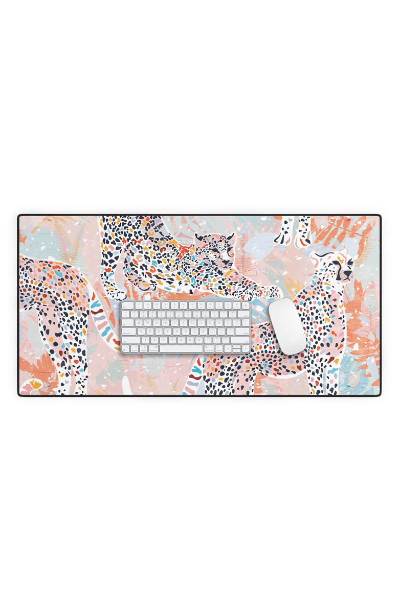 Deny Designs Evamatise Colorful Wild Cats Desk Mat, Alternate, color, Blue