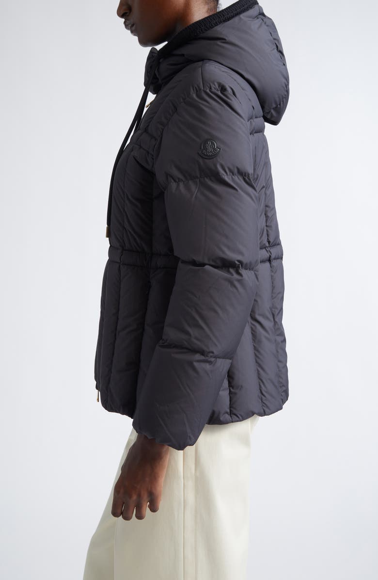 Moncler Estom Vertical Quilted Hooded Down Jacket, Alternate, color, Black