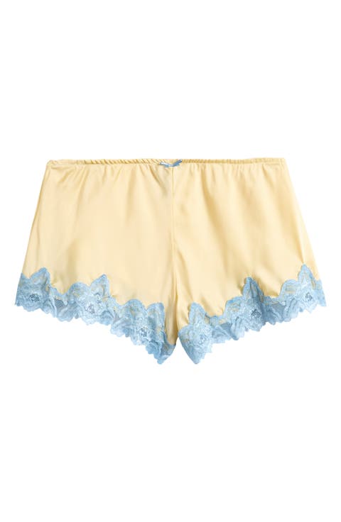 Lace Trim Satin Shorts