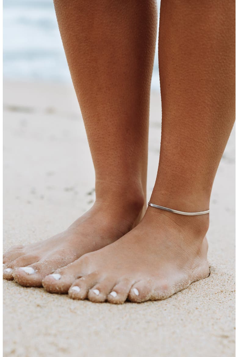 Kauai Herringbone Anklet, Alternate, color, Silver