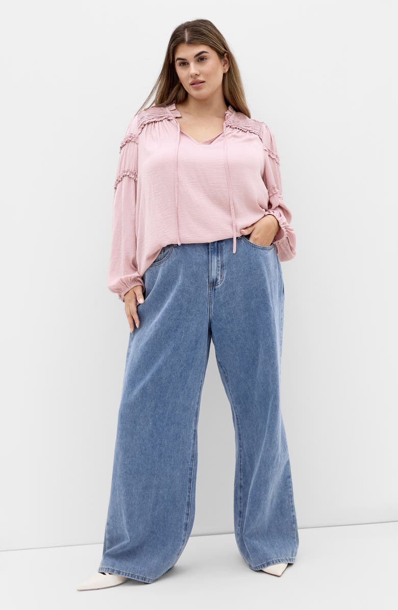 City Chic Drama Queen Ruffle Top, Alternate, color, Soft Rose