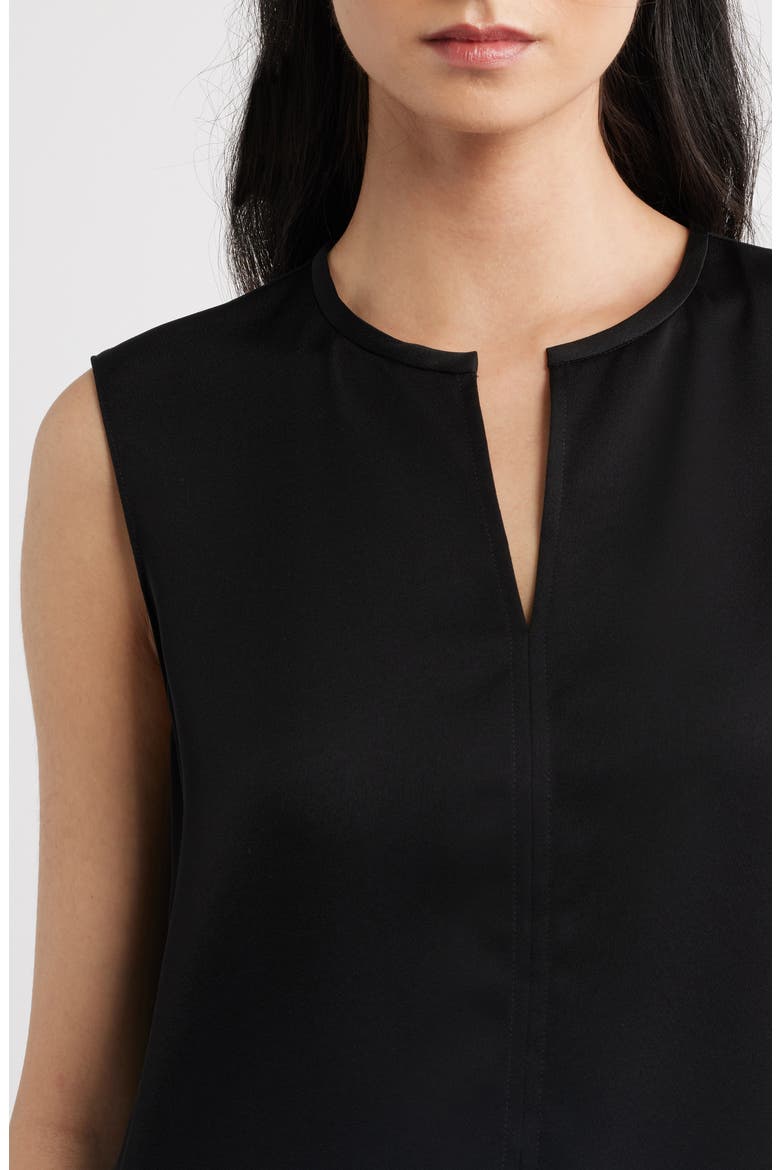 Split Neck Satin Tank, Alternate, color, BLACK