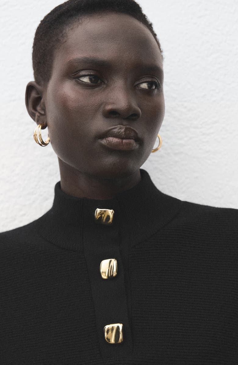 MANGO Uptown Polo Sweater, Alternate, color, Black