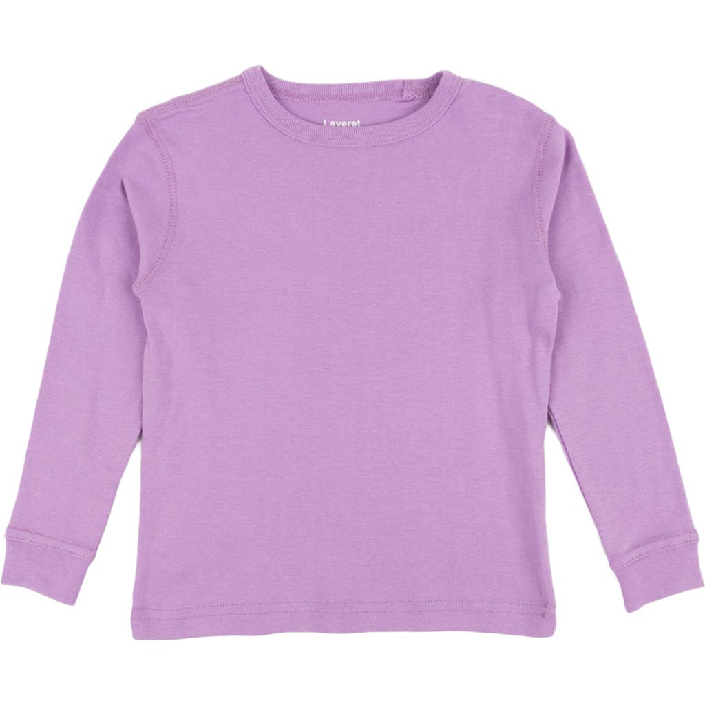 Leveret Kids Long Sleeve T-Shirt, 100% Cotton, Solid Colors in Purple at Nordstrom, Size 8