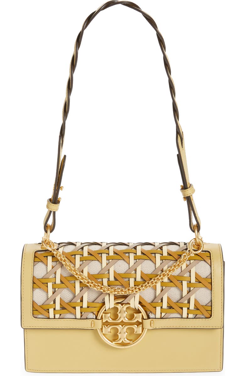 Tory Burch Miller Basketweave Leather Shoulder Bag, Main, color,