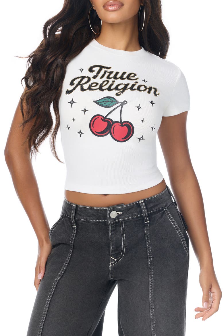 Cherry Graphic Baby Tee, Main, color, OPTIC WHITE
