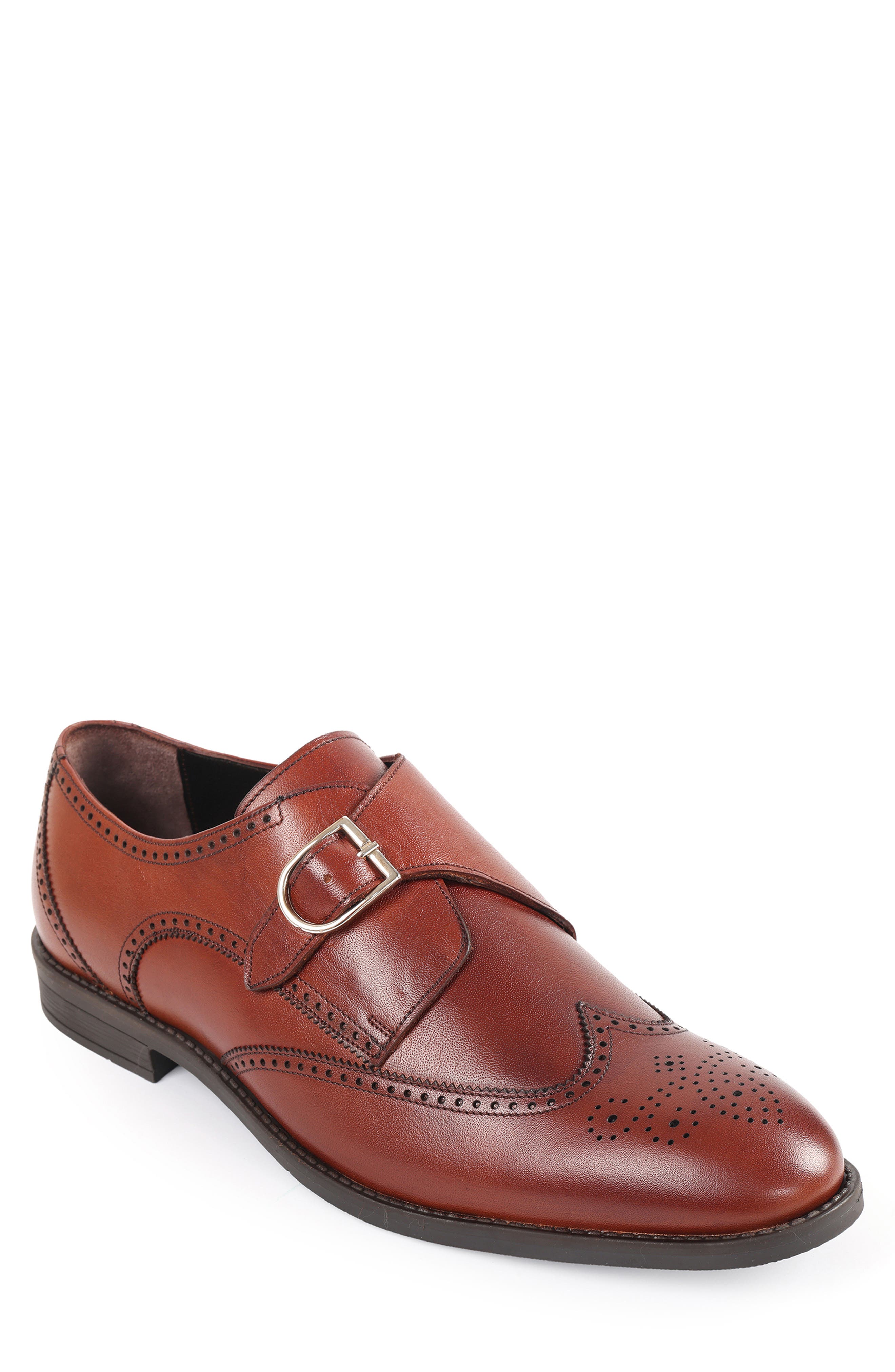 Macnola Oregon Wingtip Monk Strap Shoe In Burgundy