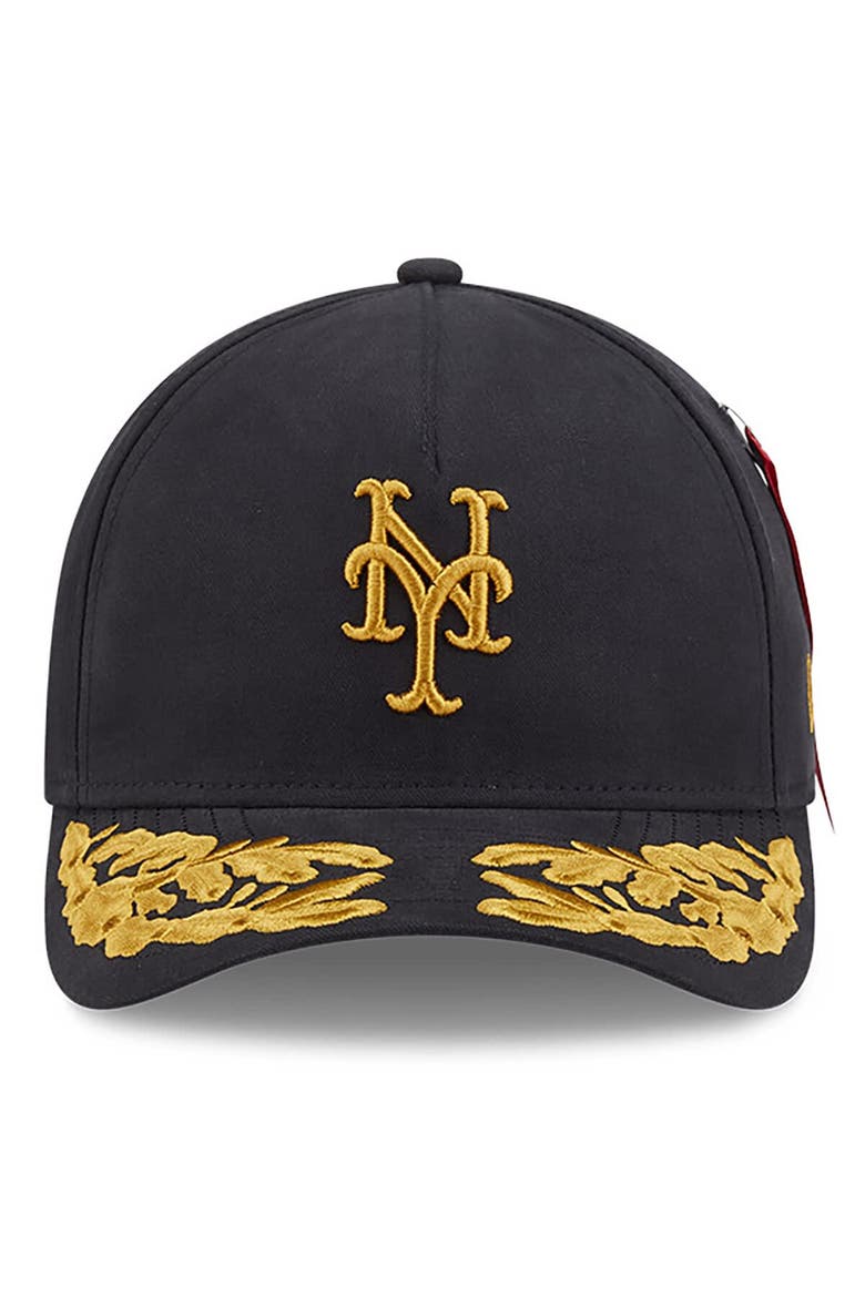 Men's New Era x Alpha Industries  Black New York Mets A-Frame 9FORTY Adjustable Hat, Alternate, color, Black
