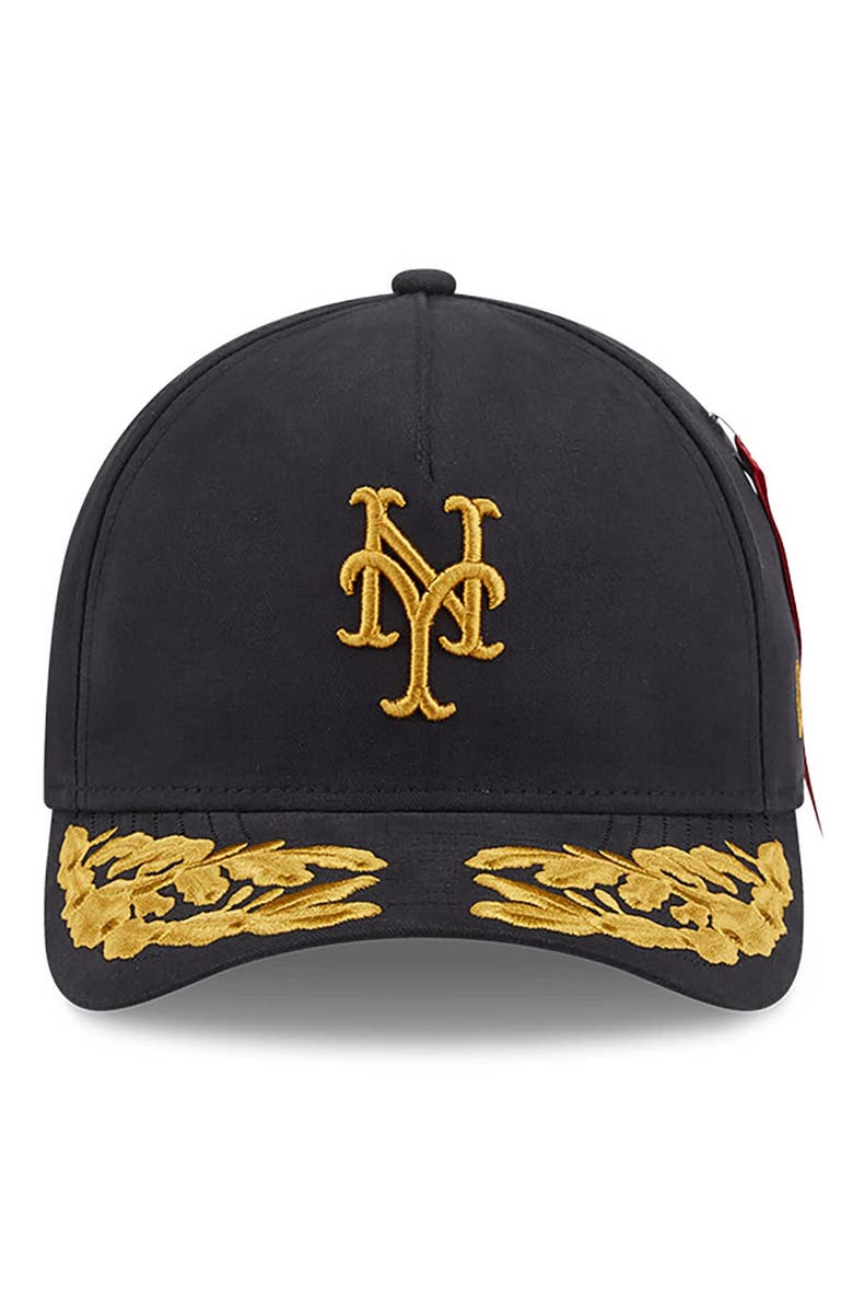 New Era x Alpha Industries Men's New Era x Alpha Industries  Black New York Mets A-Frame 9FORTY Adjustable Hat, Alternate, color, Black