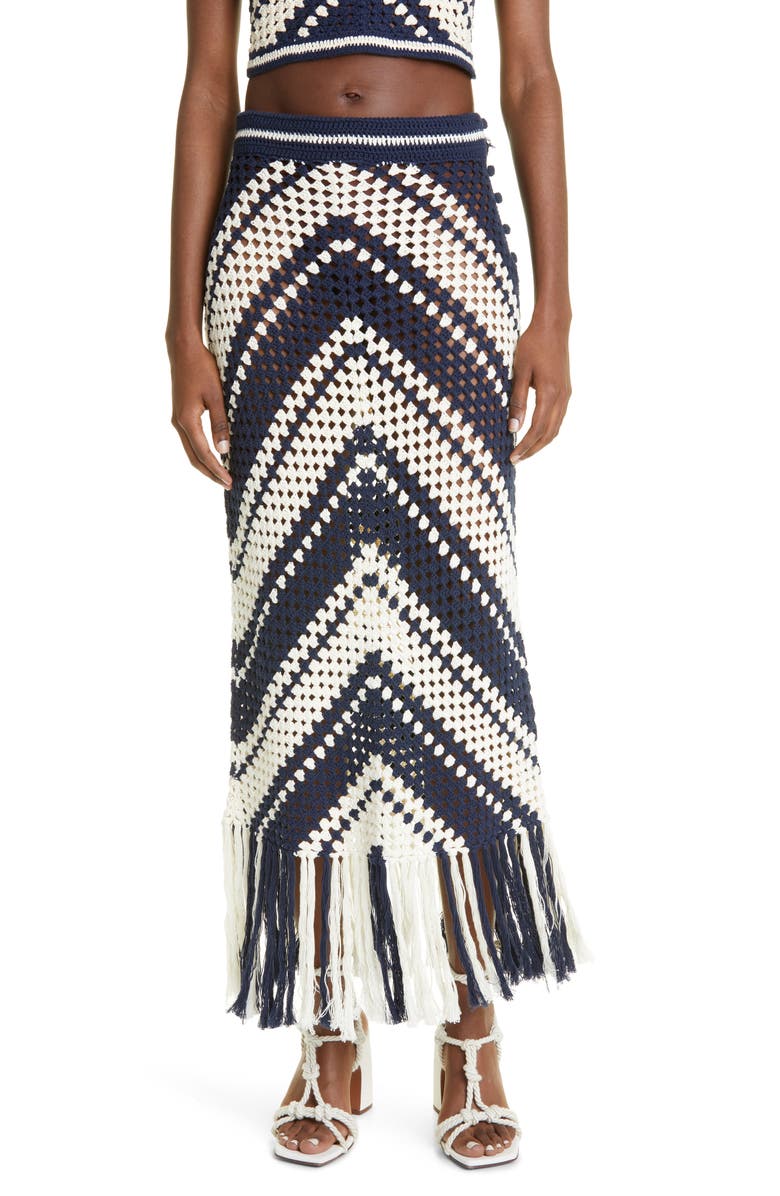 Zimmermann Cotton Crochet Cover-Up Skirt, Main, color,