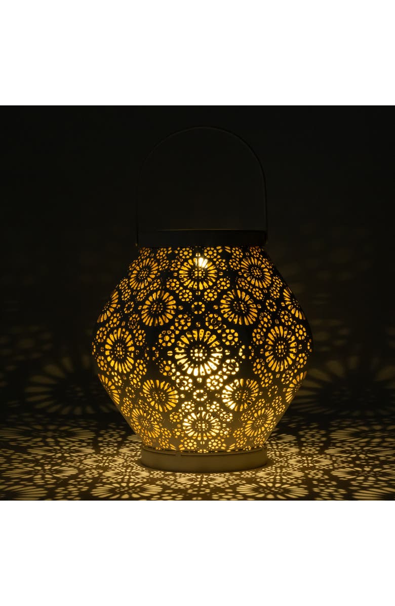 Allsop Home & Garden Daisy Punched Metal Solar Lantern, Alternate, color, White